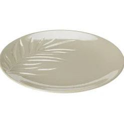 Assiette plate céramique beige ou vert motif feuille ø26,5 cm|Gifi Sale