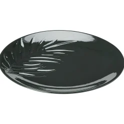 Assiette plate céramique beige ou vert motif feuille ø26,5 cm|Gifi Sale