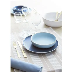 Assiette plate en faïence blanc avec liseré crème|Gifi Discount