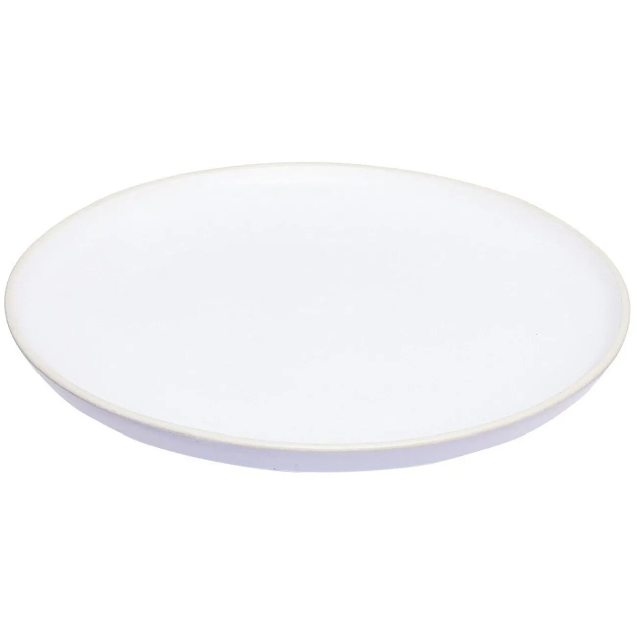 Assiette plate en faïence blanc avec liseré crème|Gifi Discount