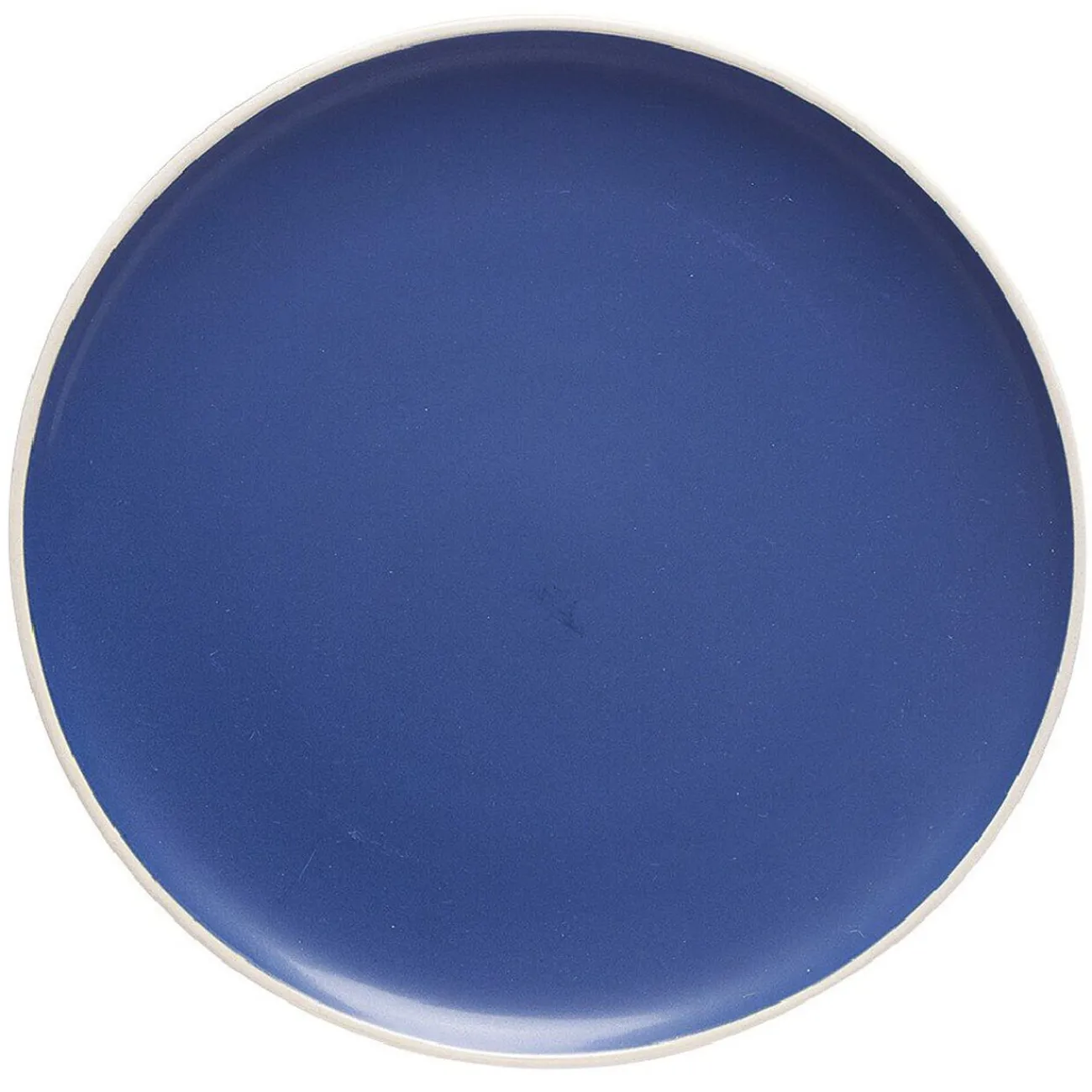 Assiette plate en faïence bleu avec liseré blanc|Gifi Online
