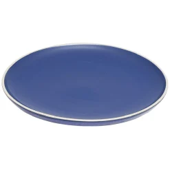 Assiette plate en faïence bleu avec liseré blanc|Gifi Online