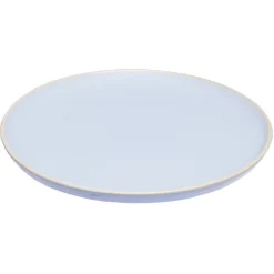 Assiette plate en faïence bleu turquoise avec liseré crème|Gifi Hot