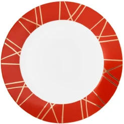 Assiette plate en porcelaine rouge détail doré|Gifi Sale