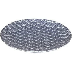Assiette plate en porcelaine décor vague japonaise|Gifi Outlet