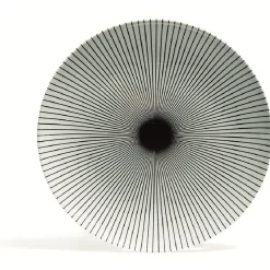 Assiette plate en porcelaine décor rayures soleil|Gifi Outlet