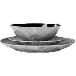 Assiette plate en porcelaine décor marbre gris|Gifi