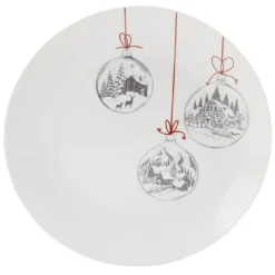 Assiette plate en porcelaine motif boule de Noël|Gifi New