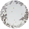 Assiette plate en porcelaine blanche motif végétal marron|Gifi New