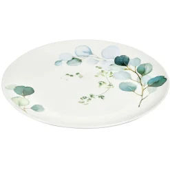 Assiette plate en porcelaine blanc et vert|Gifi Sale