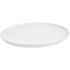 Assiette plate faïence gris avec liseré crème|Gifi Outlet