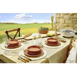 Assiette plate faïence Terracotta avec liseré crème|Gifi Online