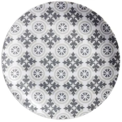 Assiette plate motif carreau de ciment gris|Gifi Best