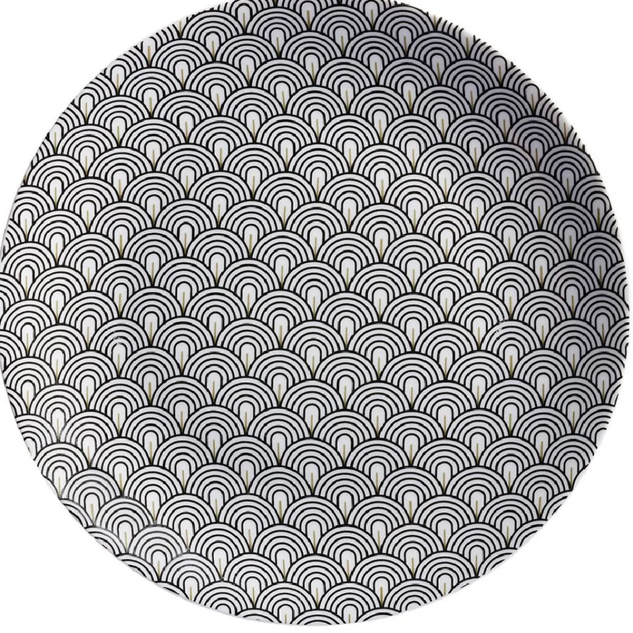 Assiette plate motif vague japonaise gris|Gifi Discount