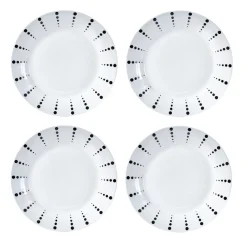 Assiette plate porcelaine blanche à pois noir x4|Gifi