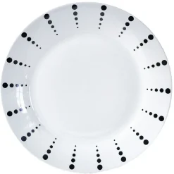 Assiette plate porcelaine blanche à pois noir x4|Gifi