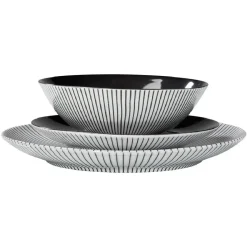 Assiette plate rayure noire et blanche|Gifi