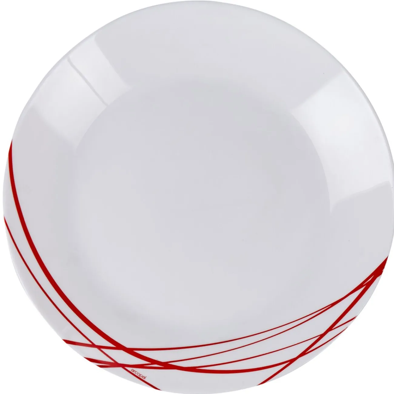 Assiette plate ronde Arcopal blanche lignes rouges|Gifi Sale