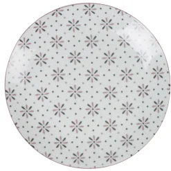 Sale Assiette plate ronde blanche motif fleurs violettes Vaisselle Et Accessoires De Table