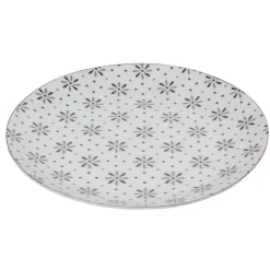 Sale Assiette plate ronde blanche motif fleurs violettes Vaisselle Et Accessoires De Table