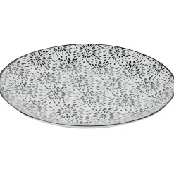 Assiette plate ronde blanche et noire Sara|Gifi Online