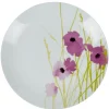 Assiette plate ronde blanche motif pavot violet|Gifi Online