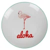 Assiette plate ronde blanche flamant rose aloha|Gifi Hot