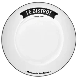 Assiette plate ronde blanche inscription noire Le Bistrot|Gifi New
