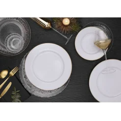 Assiette plate ronde blanche contour doré|Gifi