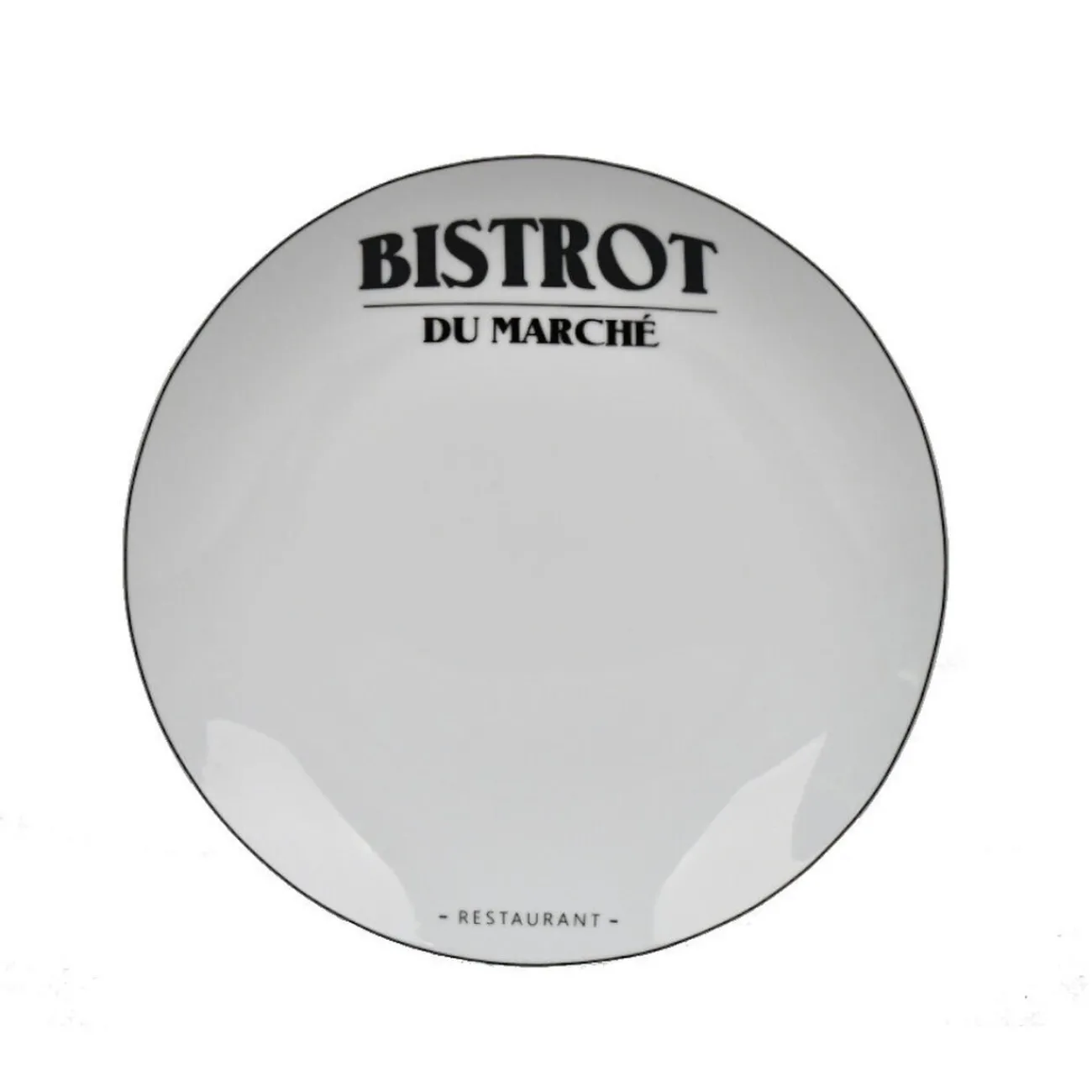Sale Assiette plate ronde blanche motif étiquette noire Le Bistrot Vaisselle Et Accessoires De Table