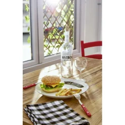 Sale Assiette plate ronde blanche motif étiquette noire Le Bistrot Vaisselle Et Accessoires De Table