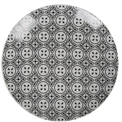 Outlet Assiette plate ronde carreaux de ciment blanc noir Dakar Vaisselle Et Accessoires De Table