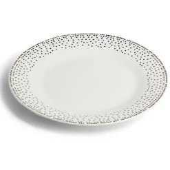 Assiette plate ronde Ø26,5cm porcelaine pois blanc et doré|Gifi Best