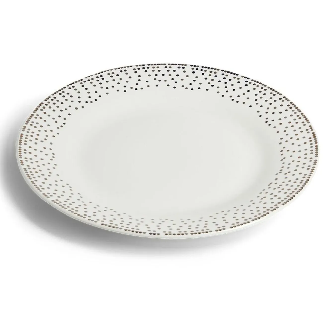 Assiette plate ronde Ø26,5cm porcelaine pois blanc et doré|Gifi Best