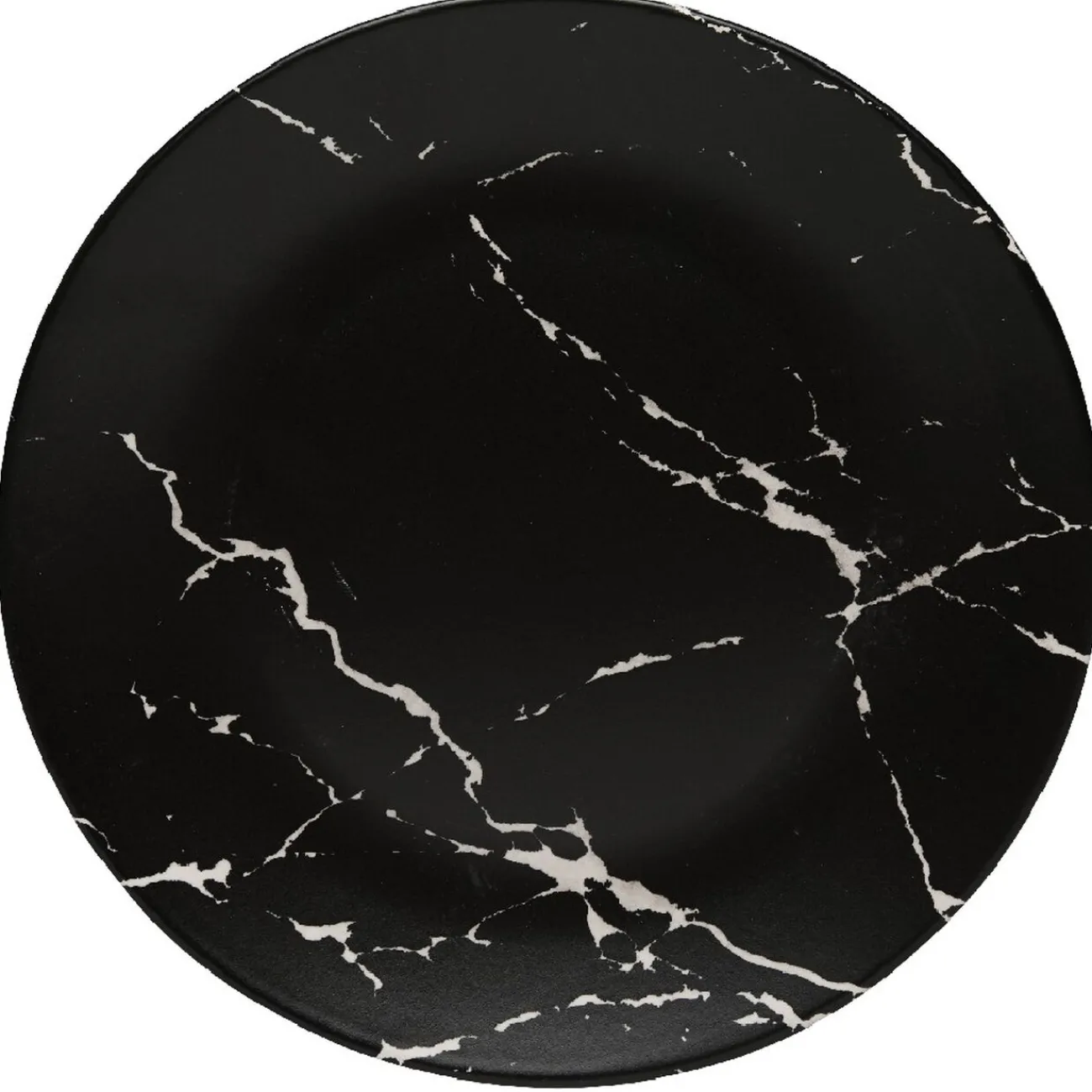 Assiette plate ronde décor marbre noir et blanc|Gifi