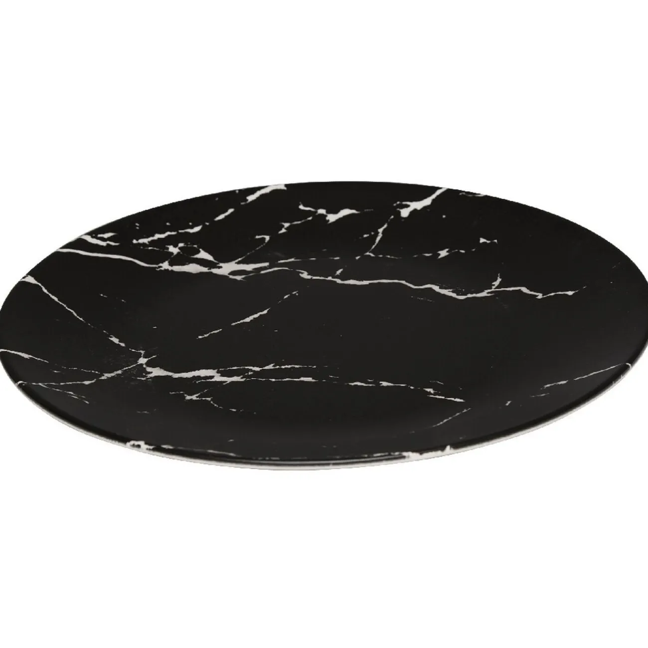 Assiette plate ronde décor marbre noir et blanc|Gifi