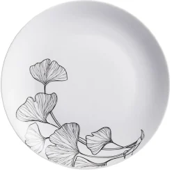 Assiette plate ronde décor fleur blanc noir|Gifi Clearance