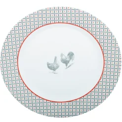 Assiette plate ronde design poule rebord motif triangulaire|Gifi Hot