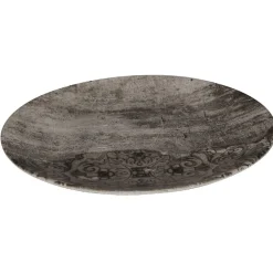 Assiette plate ronde effet vieux bois décor arabesque|Gifi Online