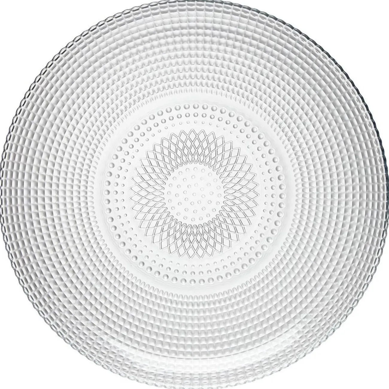 Assiette plate ronde effet relief blanc transparent Ø26,8 cm|Gifi Clearance
