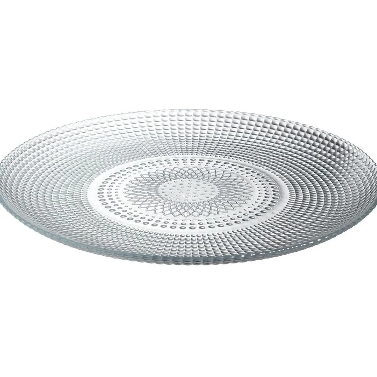 Assiette plate ronde effet relief blanc transparent Ø26,8 cm|Gifi Clearance