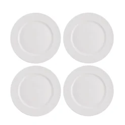 Best Assiette plate ronde embossée blanche x4 Vaisselle Et Accessoires De Table