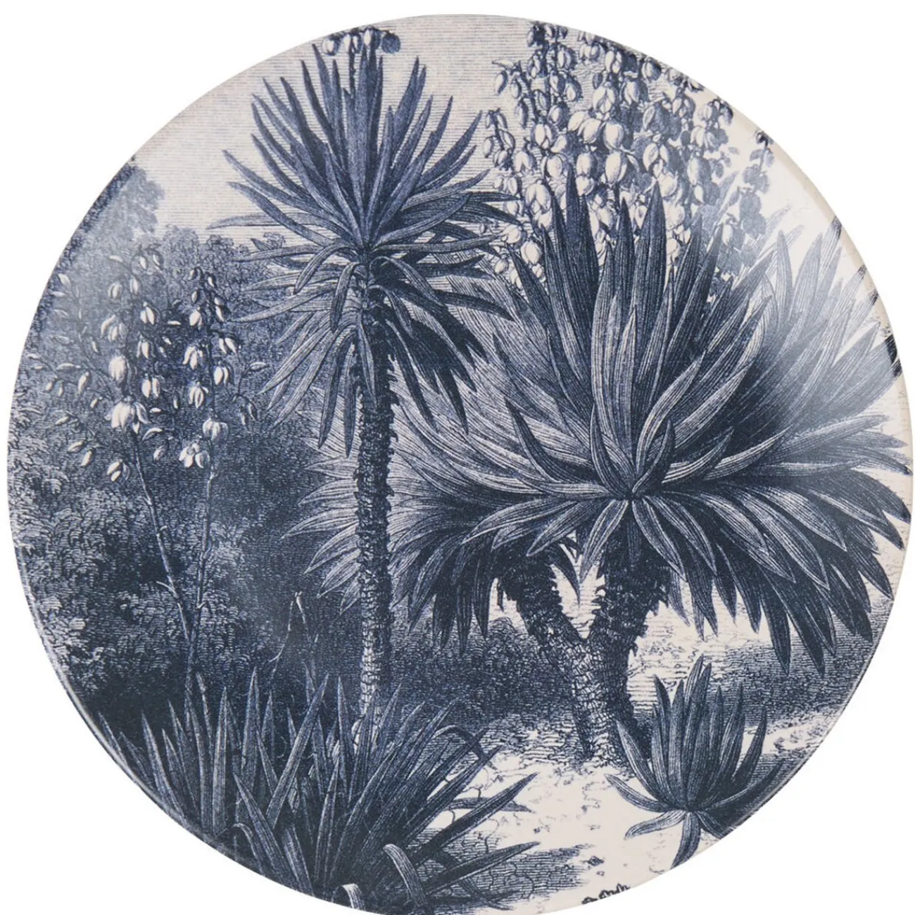 Best Assiette plate ronde en faïence imprimé palmiers noir gris Vaisselle Et Accessoires De Table
