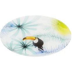 Assiette plate ronde en verre motif toucan exotique|Gifi Sale