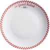 Assiette plate ronde Le grand bistrot contour damier rouge blanc|Gifi Outlet