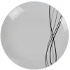 Assiette plate ronde Line blanche lignes gris noir|Gifi Best