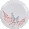 Assiette plate ronde Luminarc blanc motif feuille gris rose|Gifi New