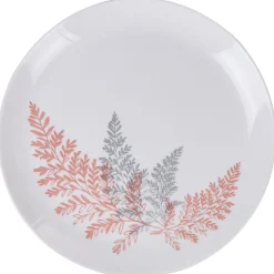 Assiette plate ronde Luminarc blanc motif feuille gris rose|Gifi New