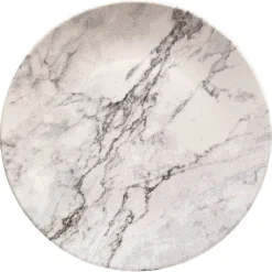 Assiette plate ronde motif marbre gris et blanc|Gifi Sale