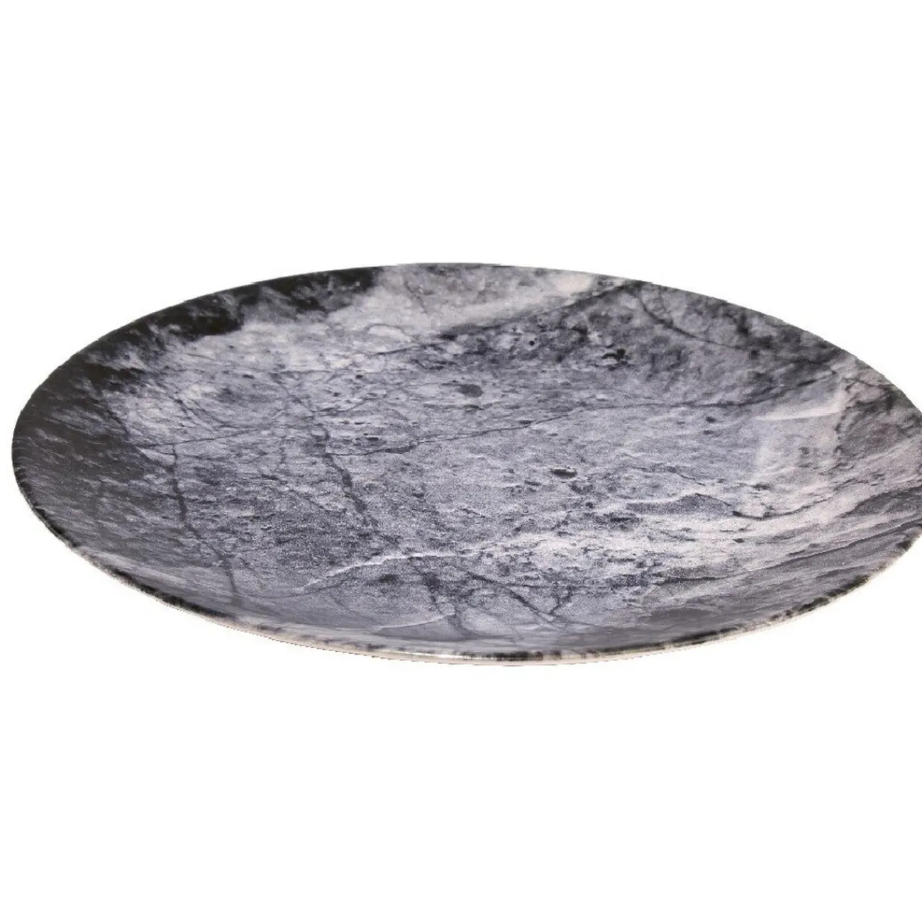 Assiette plate ronde motif ardoise gris et noir|Gifi Online